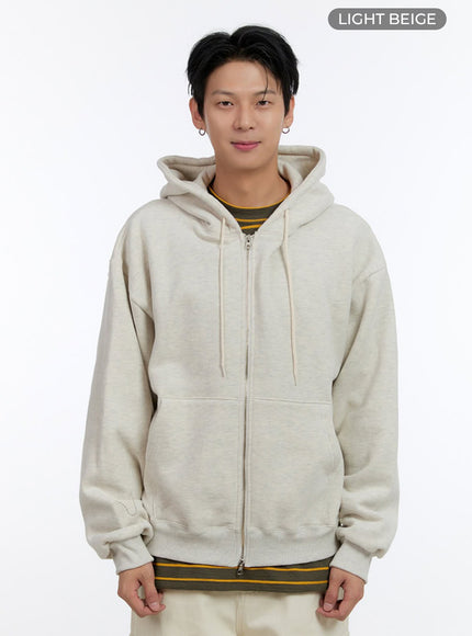 mens-cozy-double-zip-up-hoodie-io428 / Light beige