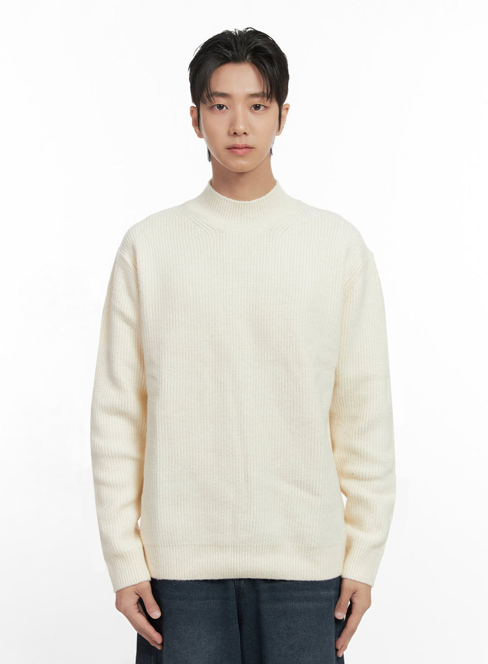 mens-soft-knit-solid-sweater-id406 / Light beige