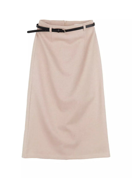 h-line-long-skirt-belt-set-ij508 / Light beige