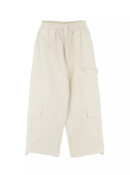 baggy-drawstring-cargo-pants-id525 / Light beige