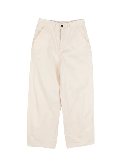 mens-wide-leg-cotton-pants-il511 / Light beige