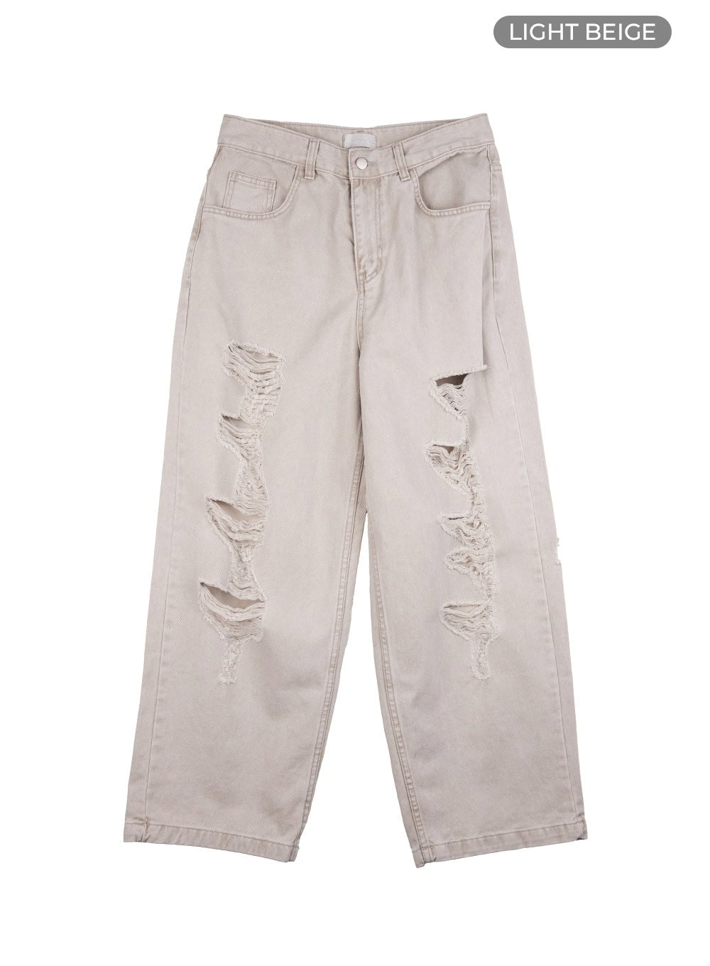 mens-distressed-wide-leg-pants-io428 / Light beige