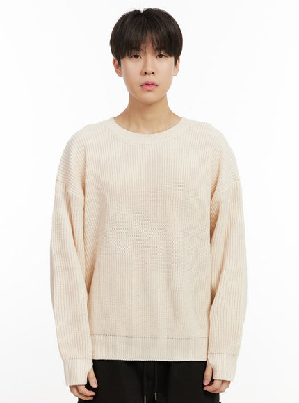 mens-loose-fit-sweater-ij517 / Light beige