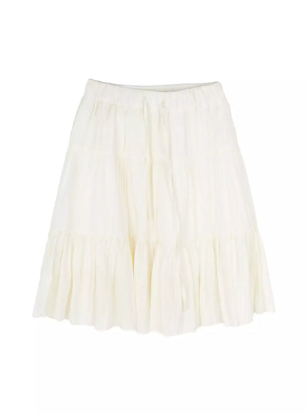 layered-chiffon-tiered-skirt-iy525 / Light beige
