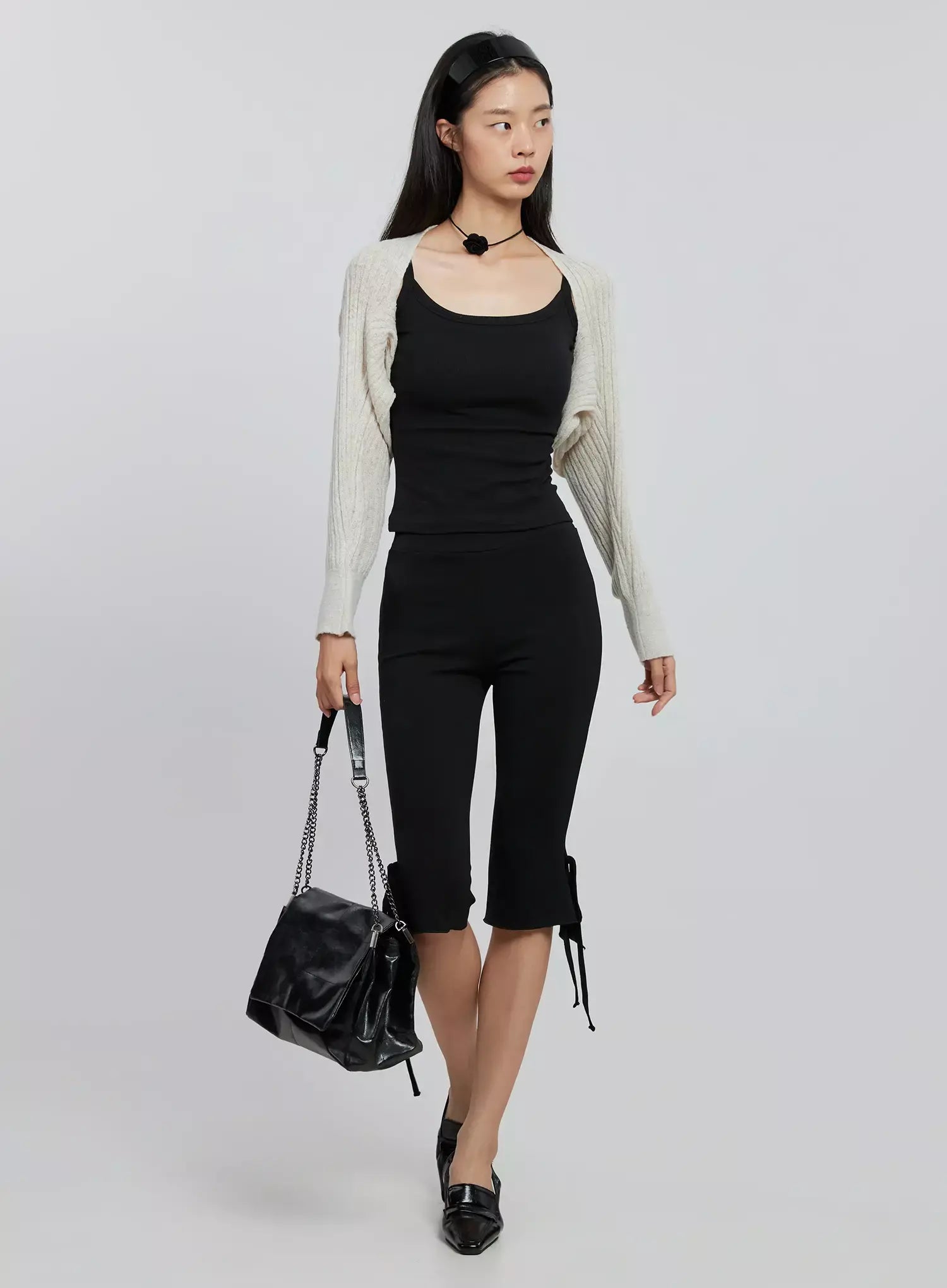 ribbed-knit-bolero-in507 / Light beige