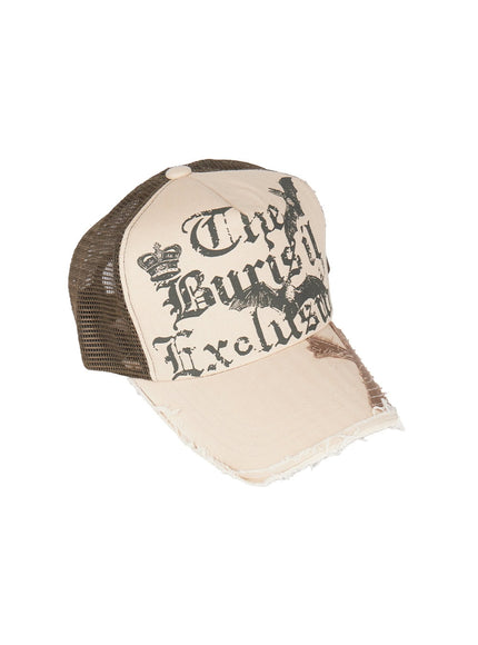 patched-graphic-mesh-cap-iy516 / Light beige