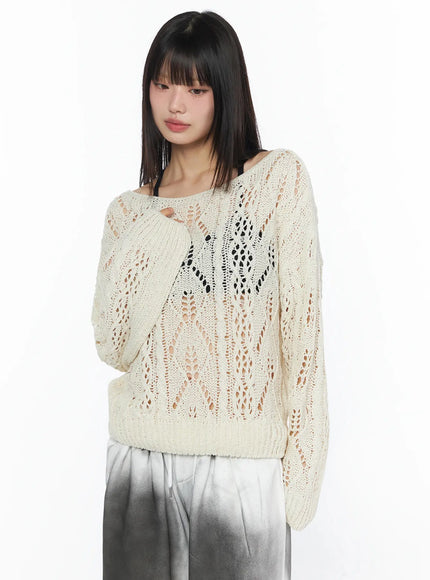 boho-chic-boat-neck-sweater-iy525 / Light beige