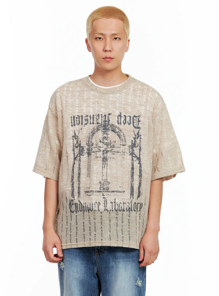 mens-grunge-gothic-knit-tee-il514 / Light beige