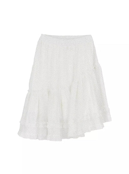 polka-dot-ruffle-hem-midi-skirt-im513 / Light beige