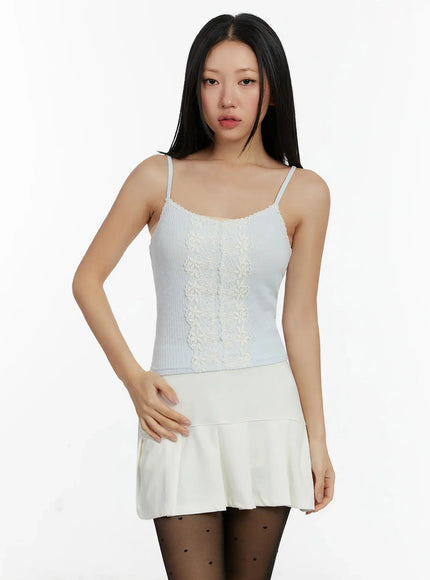 lace-trim-ribbed-cami-top-id525 / Light blue