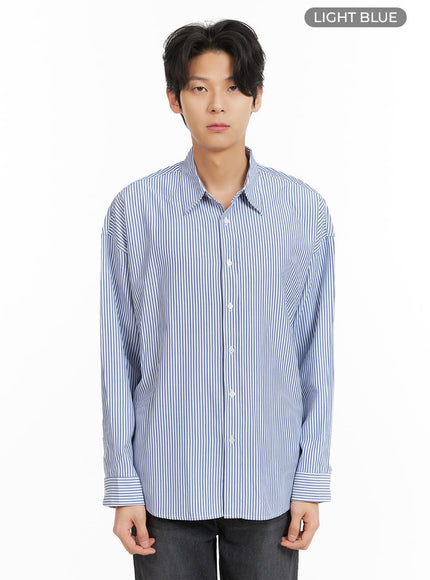 mens-stripe-collared-shirt-ia402 / Light blue