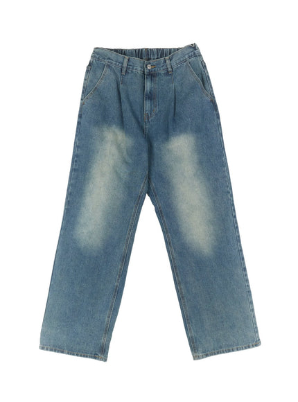 mens-pintuck-washed-jeans-ia511 / Light blue