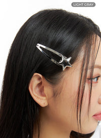 metallic-star-hair-clip-if421 / Light gray