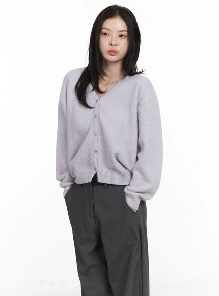 cropped-v-neck-cardigan-if525 / Light purple