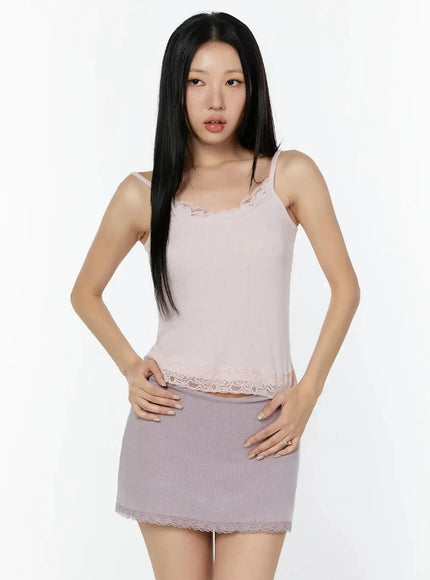 lace-frill-cami-top-iu522 / Pink
