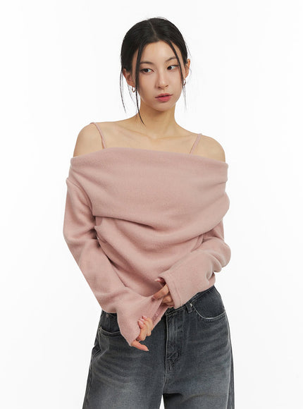 classic-off-shoulder-long-sleeve-crop-tee-id431 / Pink