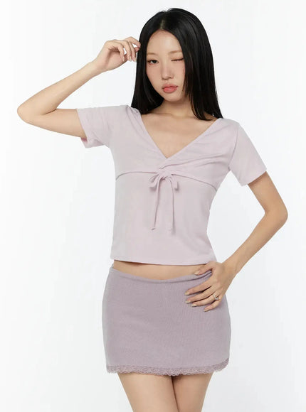 v-neck-wrap-tee-iu522 / Pink
