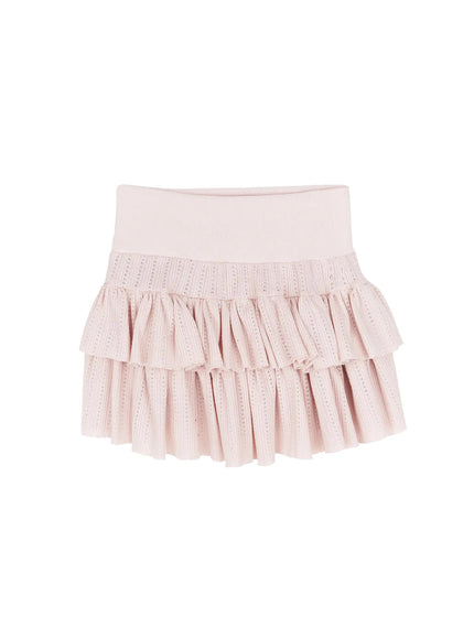 pointelle-layered-ruffle-mini-skirt-ia523 / Pink