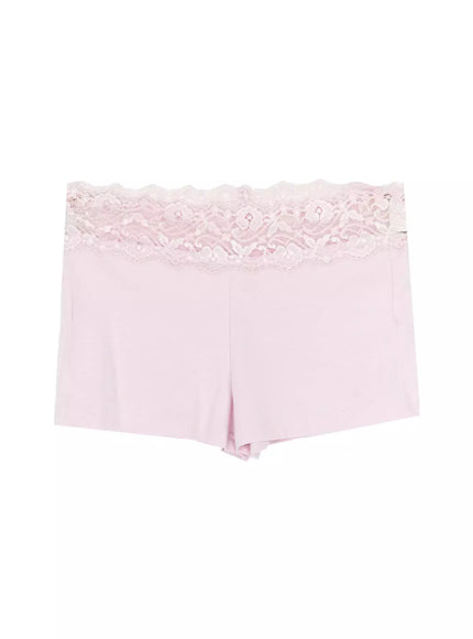 lace-trim-micro-shorts-iu509 / Pink