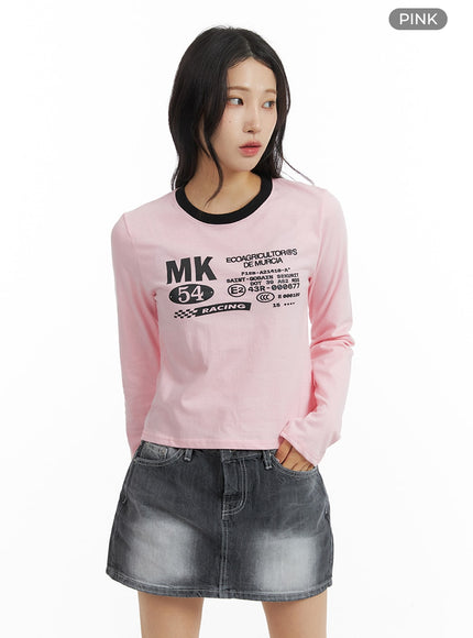 graphic-long-sleeve-crop-top-im405 / Pink