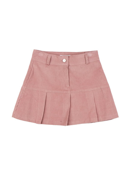 corduroy-pleated-mini-skirt-ij510 / Pink