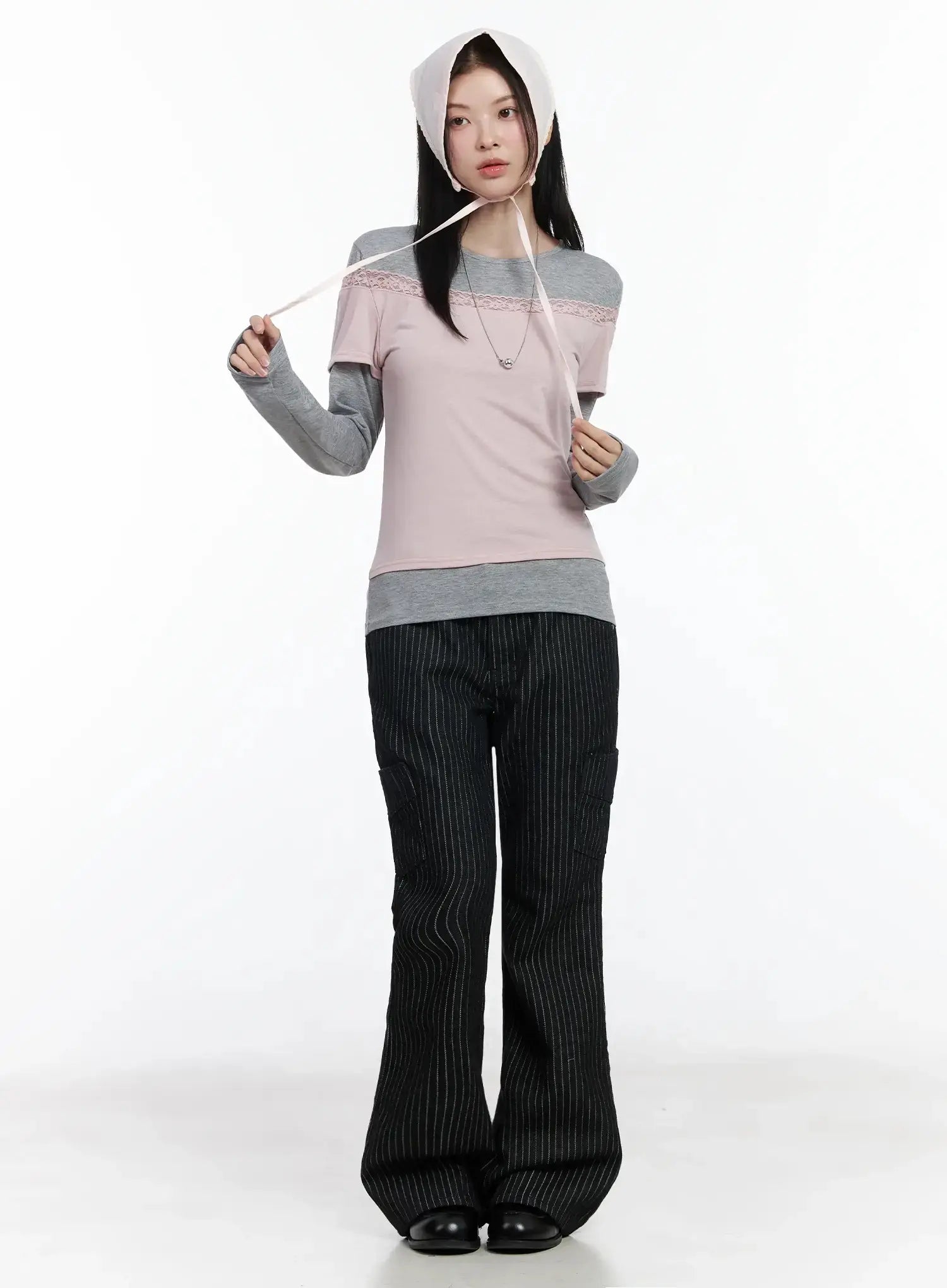 lace-trimmed-off-shoulder-top-im509 / Pink