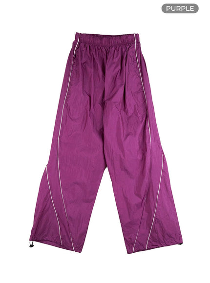 mens-banded-nylon-wide-fit-pants-il403 / Purple