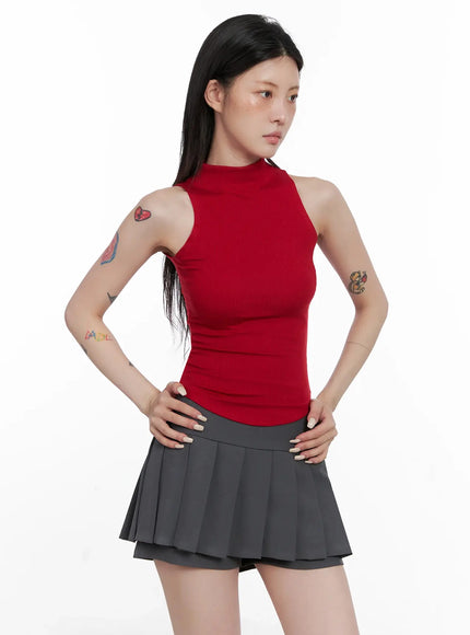 mock-neck-tank-top-is508 / Red