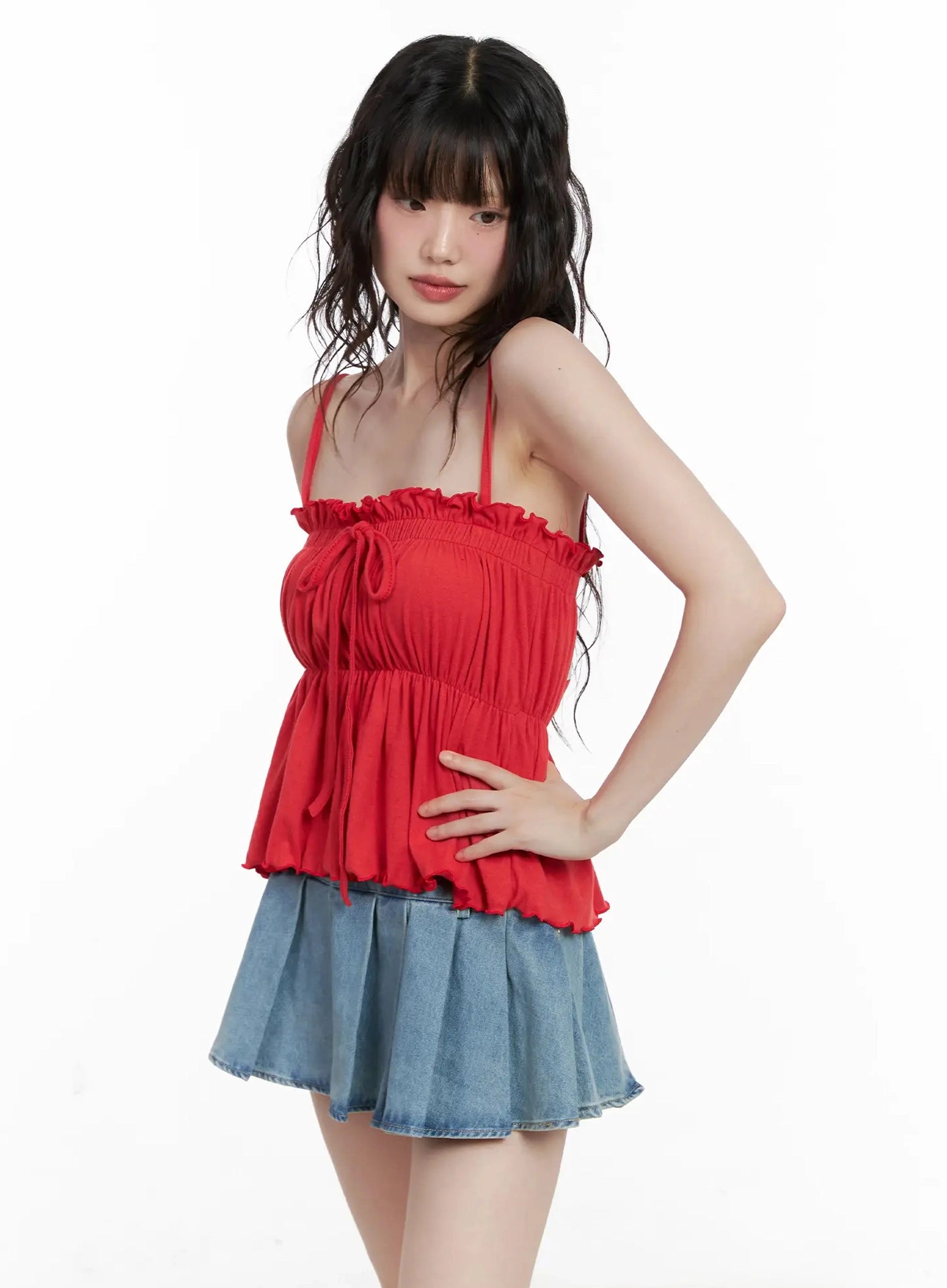 ruffle-babydoll-top-il531 / Red