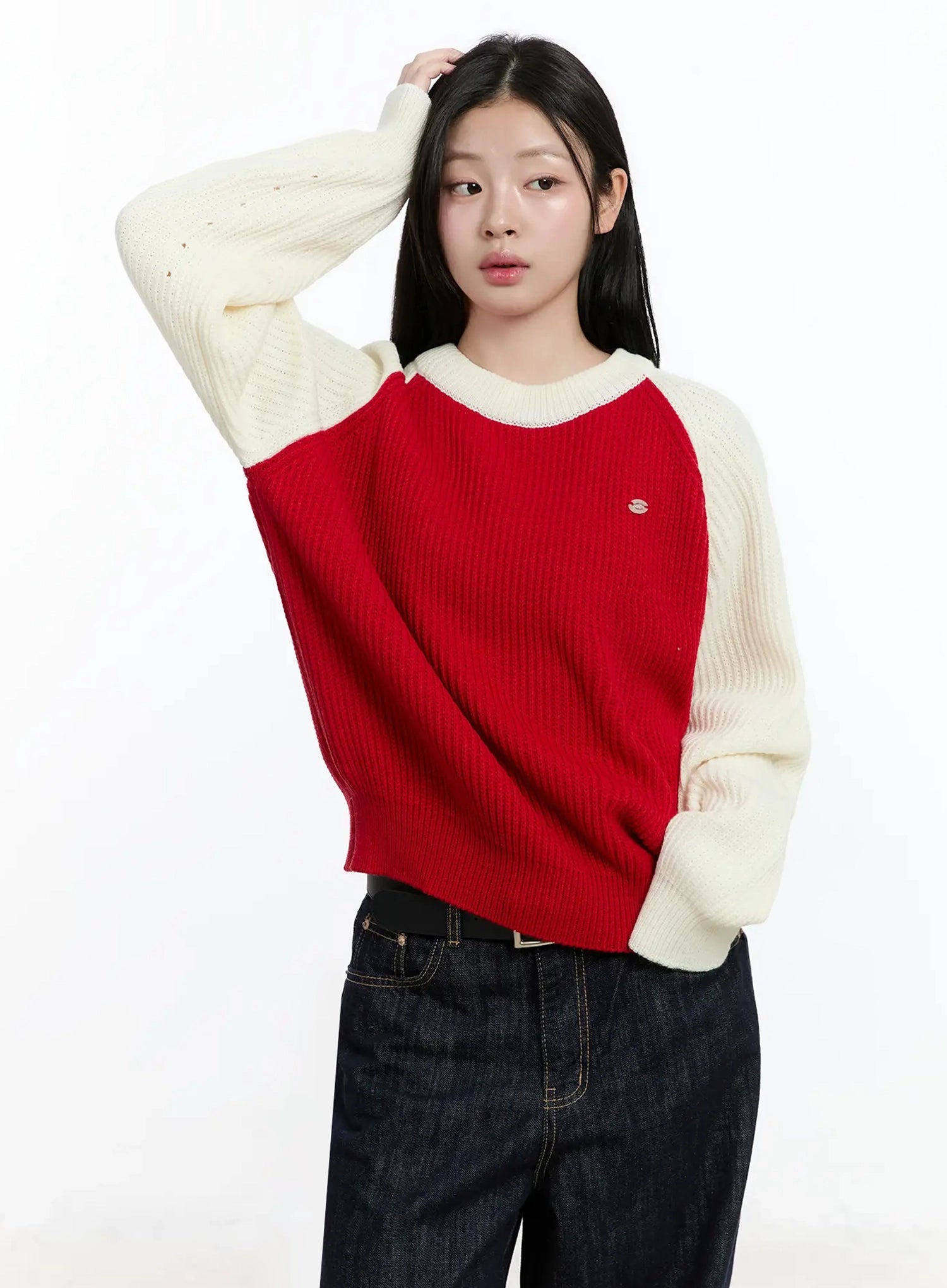 colorblock-knit-sweater-im519 / Red
