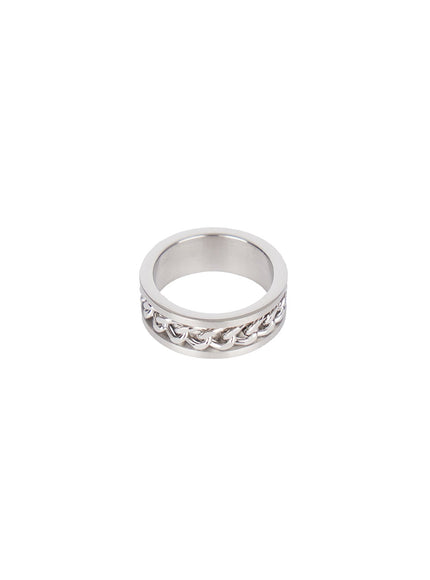 mens-two-tone-chain-ring-iy508 / Silver