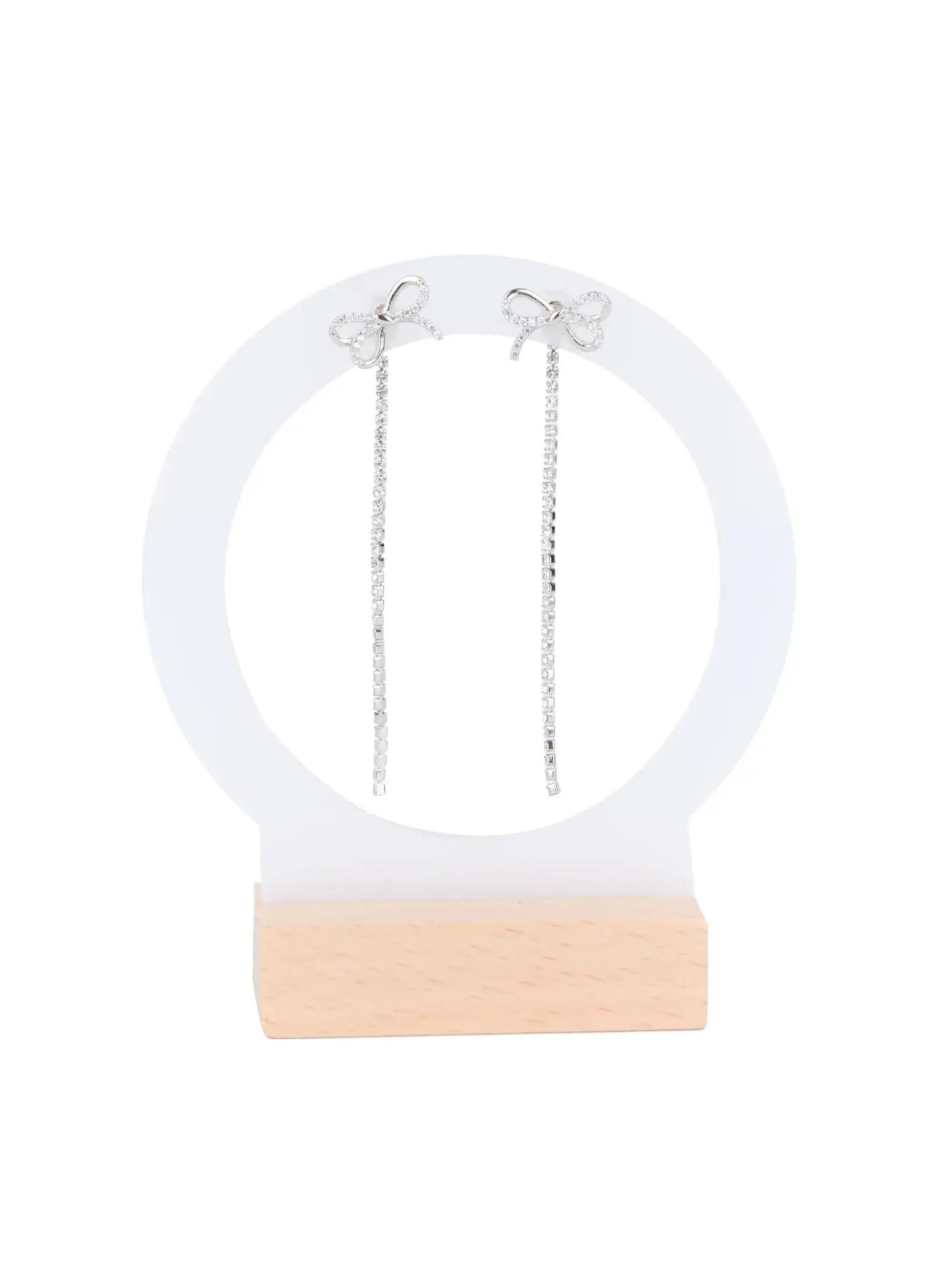 ribbon-drop-earrings-is515 / Silver