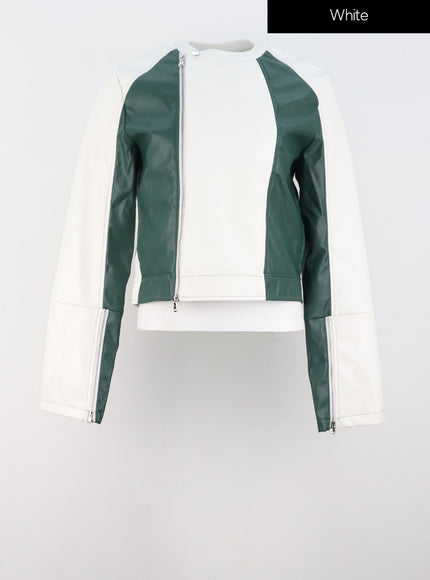 color-block-racer-jacket-is321 / White