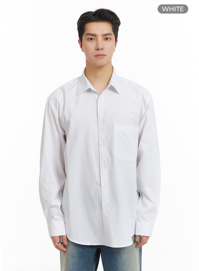 mens-cotton-solid-buttoned-shirt-ia401 / White
