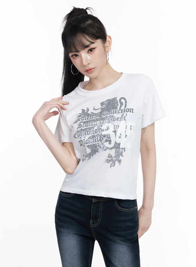 graphic-crop-tee-iy511 / White