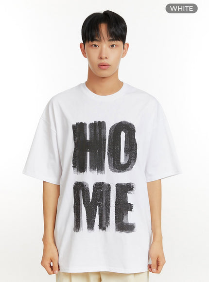 mens-cotton-lettering-oversize-t-shirt-iu426 / White