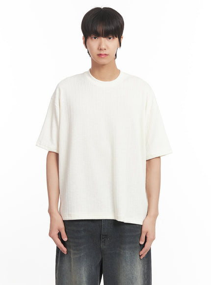 mens-ribbed-crewneck-tee-ia511 / White