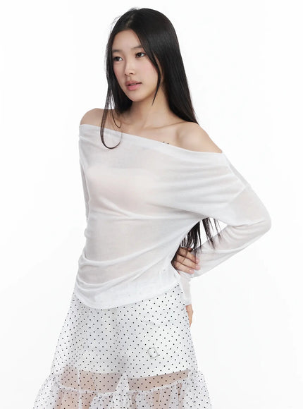 asymmetrical-off-shoulder-top-im504 / White