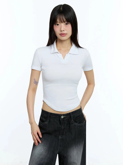 collared-slim-fit-tee-iu524 / White
