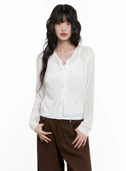 brown-sheer-cardigan-il531 / White