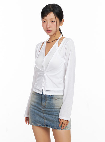 layered-halter-cardigan-ig527 / White