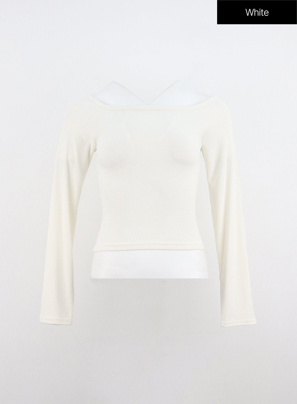 Boat Neck Long Sleeve Top White