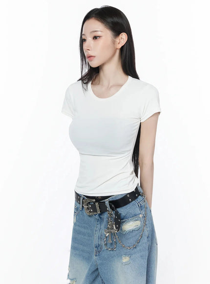 stretch-cap-sleeve-tee-iu512 / White
