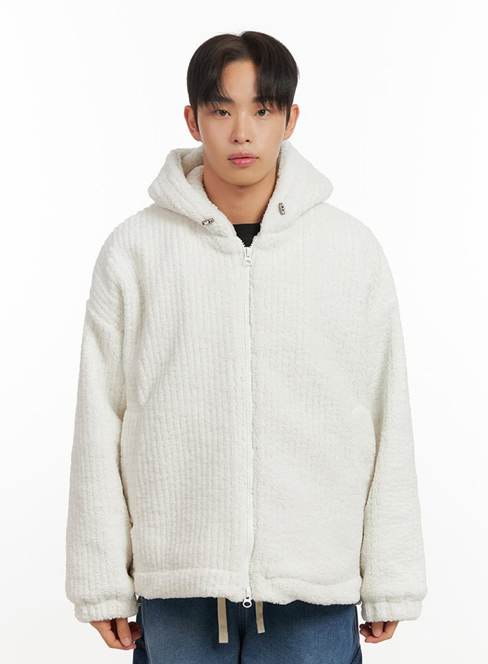 mens-oversized-double-zip-hoodie-id406 / White