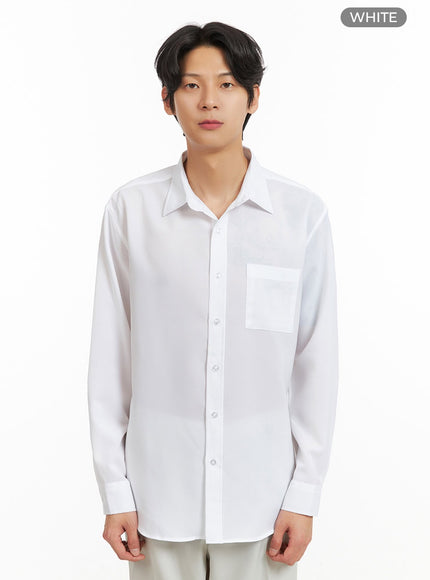 mens-regular-fit-button-up-shirt-iy416 / White