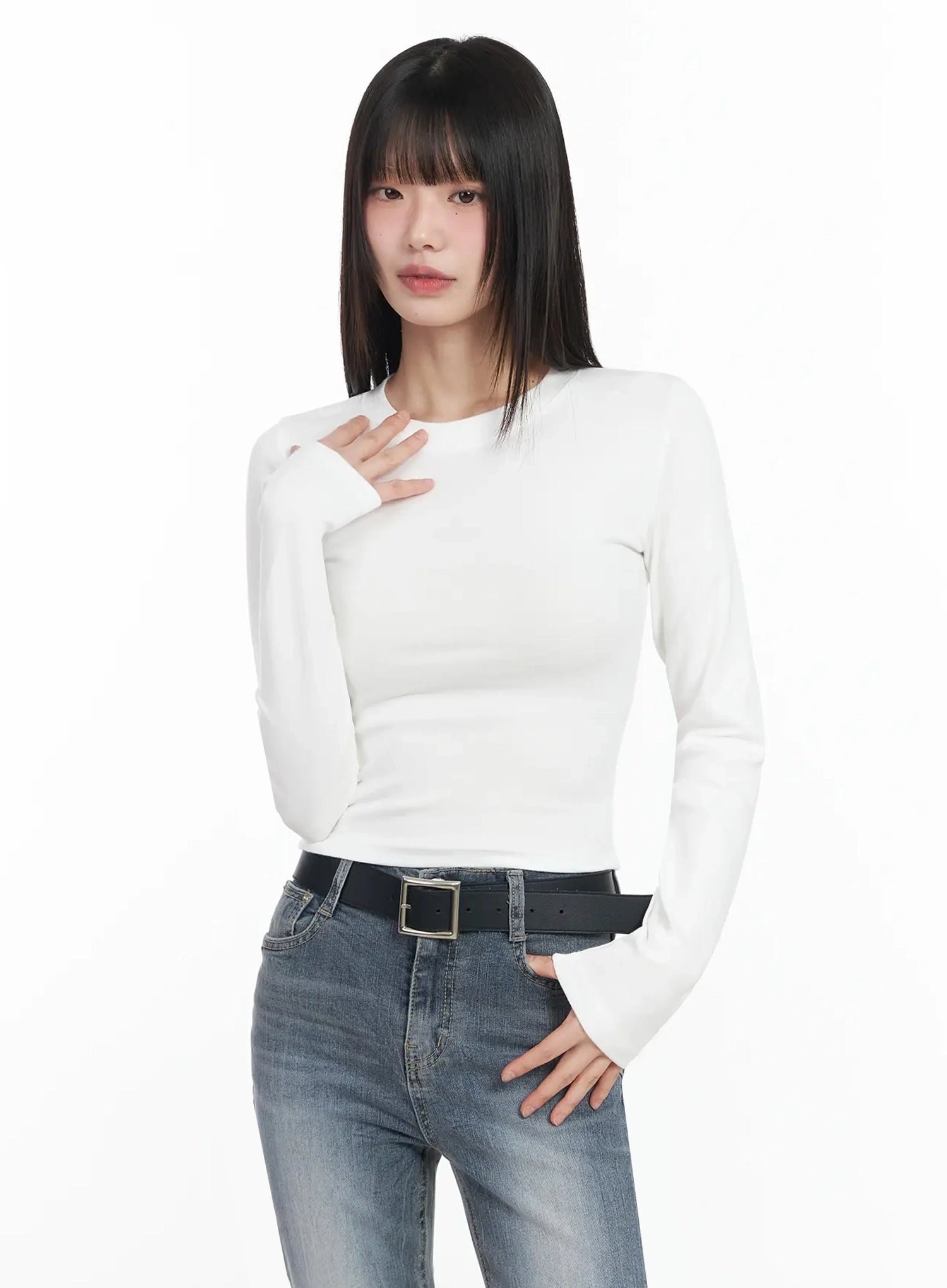 slim-fit-long-sleeve-crop-top-im523 / White