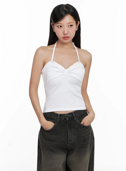 halter-neck-cropped-tank-top-ig527 / White