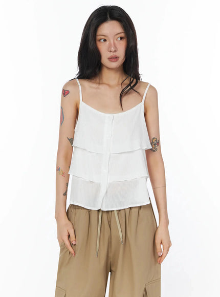 layered-ruffle-stitch-blouse-iu509 / White