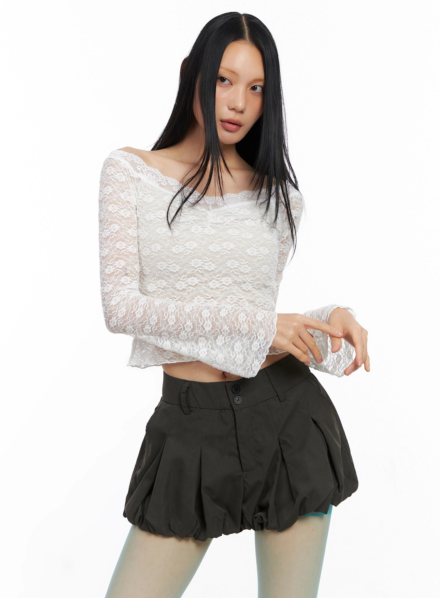 off-shoulder-lace-crop-top-co516 / White