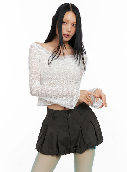 off-shoulder-lace-crop-top-co516 / White